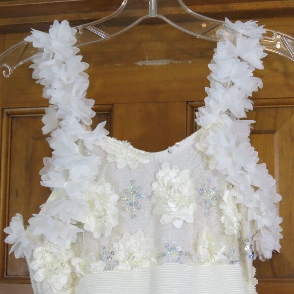 Curtain Call Ivory Ballet Tutu Silver Sequins Flowers Size Child XL - Picture 3 of 9